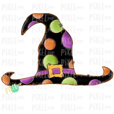Polka Dot Witch Hat Digital Halloween Sublimation PNG | Hand Drawn Painted Design | Sublimation PNG | Digital Download | Printable Artwork | Art