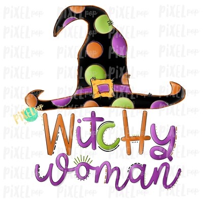 Witchy Woman Witch Hat Halloween Sublimation PNG | Hand Drawn Painted Design | Sublimation PNG | Digital Download | Printable Artwork | Art