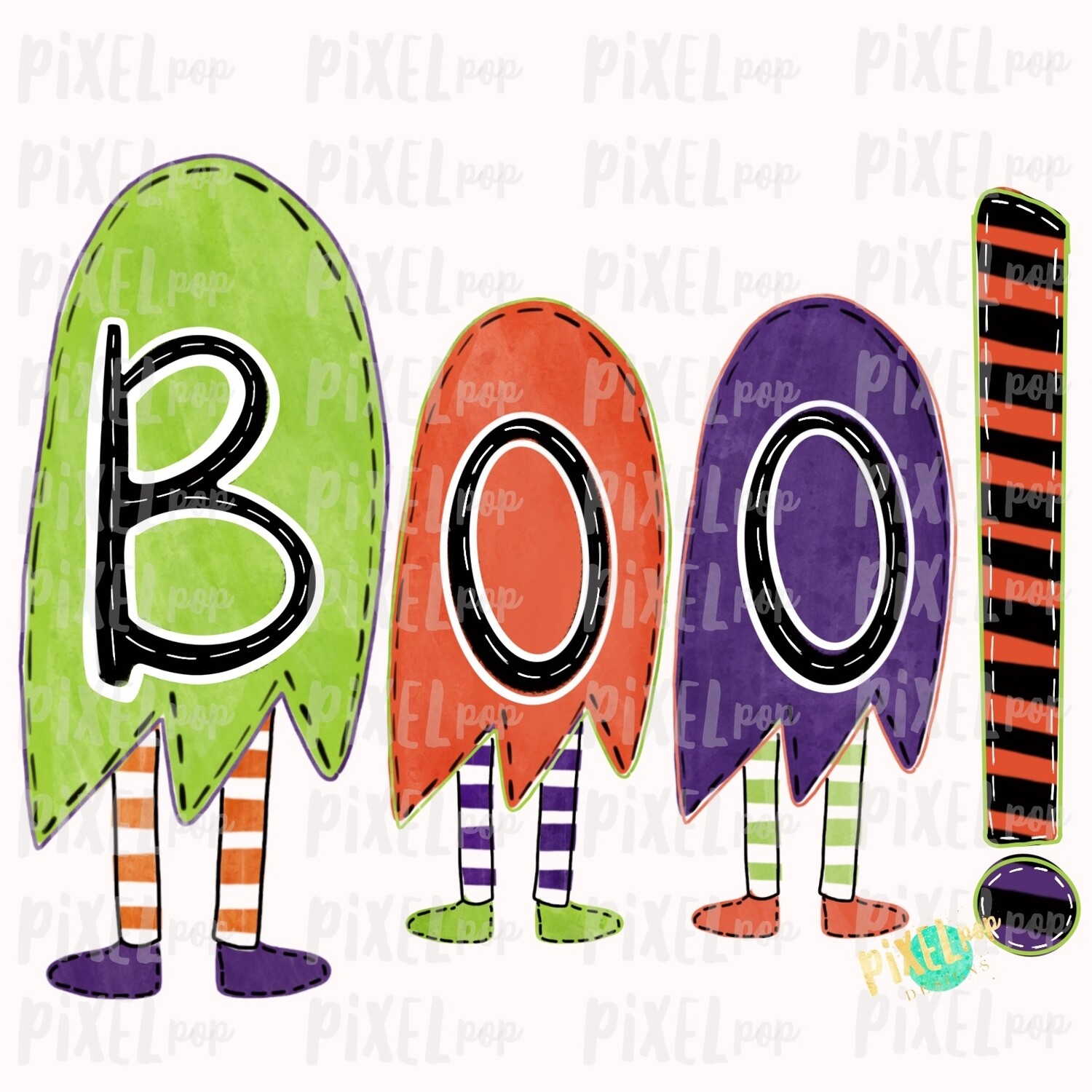 Boo! Ghosts Trio Halloween Sublimation PNG | Hand Drawn Sublimation Design | Sublimation PNG | Digital Download | Printable Artwork | Art