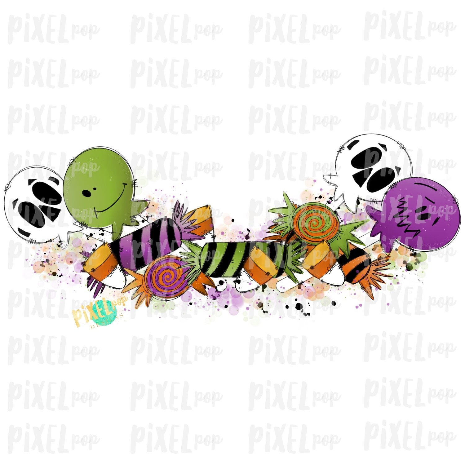 Spooky Halloween Candy Garland Embellishment Element Sublimation PNG | Hand Drawn Design | Sublimation | Digital Download | Printable | Art