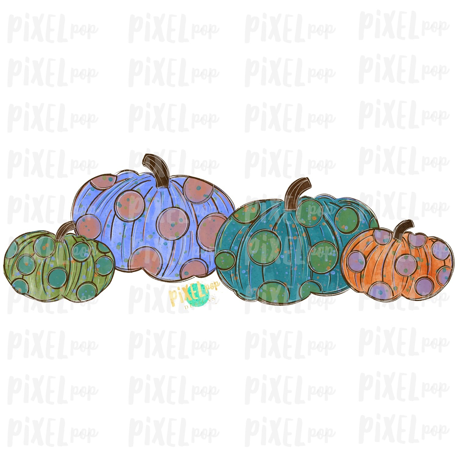 Polka Dot Pumpkins Art Sublimation PNG | Hand Drawn Sublimation Design | Sublimation | Digital Download | Printable Artwork | Art