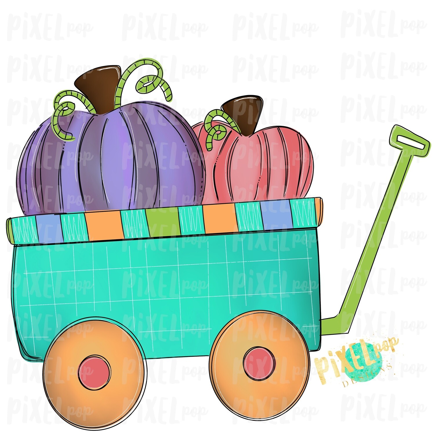 Pumpkins Wagon Cart Purple Pumpkin Patch Sublimation | Hand Drawn Sublimation Design | Sublimation PNG | Digital Download | Printable Artwork | Art