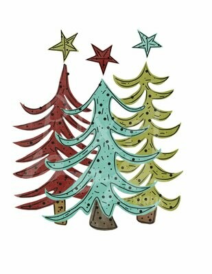 Funky Whimsical Christmas Trees Trio Watercolor Sublimation PNG | Hand Drawn Design | Sublimation PNG | Digital Download | Printable Artwork | Art