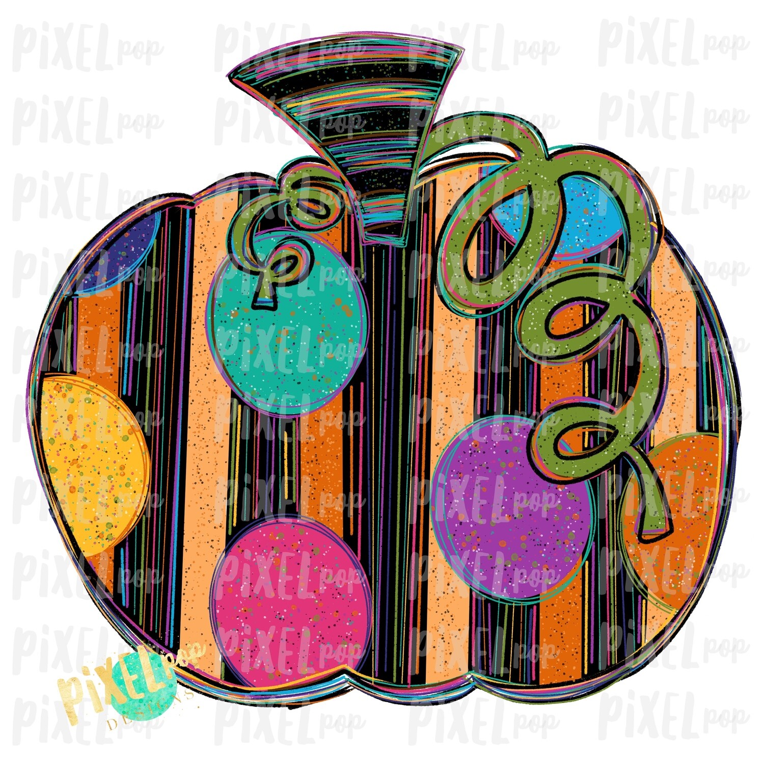 Striped and Speckled Pumpkin Sublimation PNG | Hand Drawn Sublimation Design | Sublimation PNG | Digital Download | Printable Artwork | Art