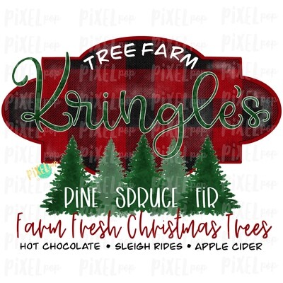 Kringle's Christmas Tree Farm Watercolor Sublimation PNG | Tree Farm Art | Hand Drawn Design | Digital Download | Printable Artwork | Art