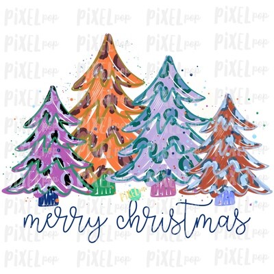 Colorful Leopard Trees Merry Christmas Sublimation PNG | Hand Drawn Design | Sublimation PNG | Digital Download | Printable Artwork | Art