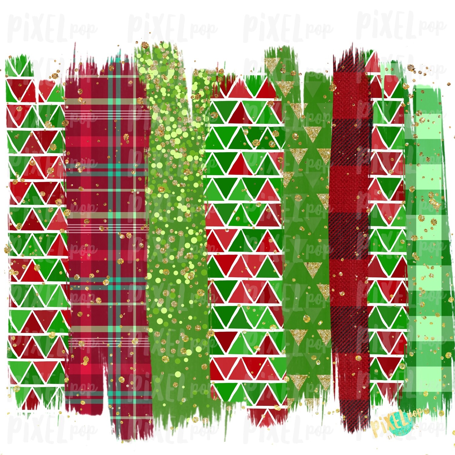 Christmas Gems Red Green Brush Stroke Background Sublimation PNG | Plaid Background | Holiday | Art | Digital Print | Printable | Clip Ar