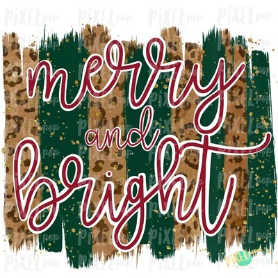 Christmas Leopard Merry and Bright Brush Stroke Background Sublimation PNG | Plaid Background | Holiday | Art | Digital Print | Printable | Clip Art