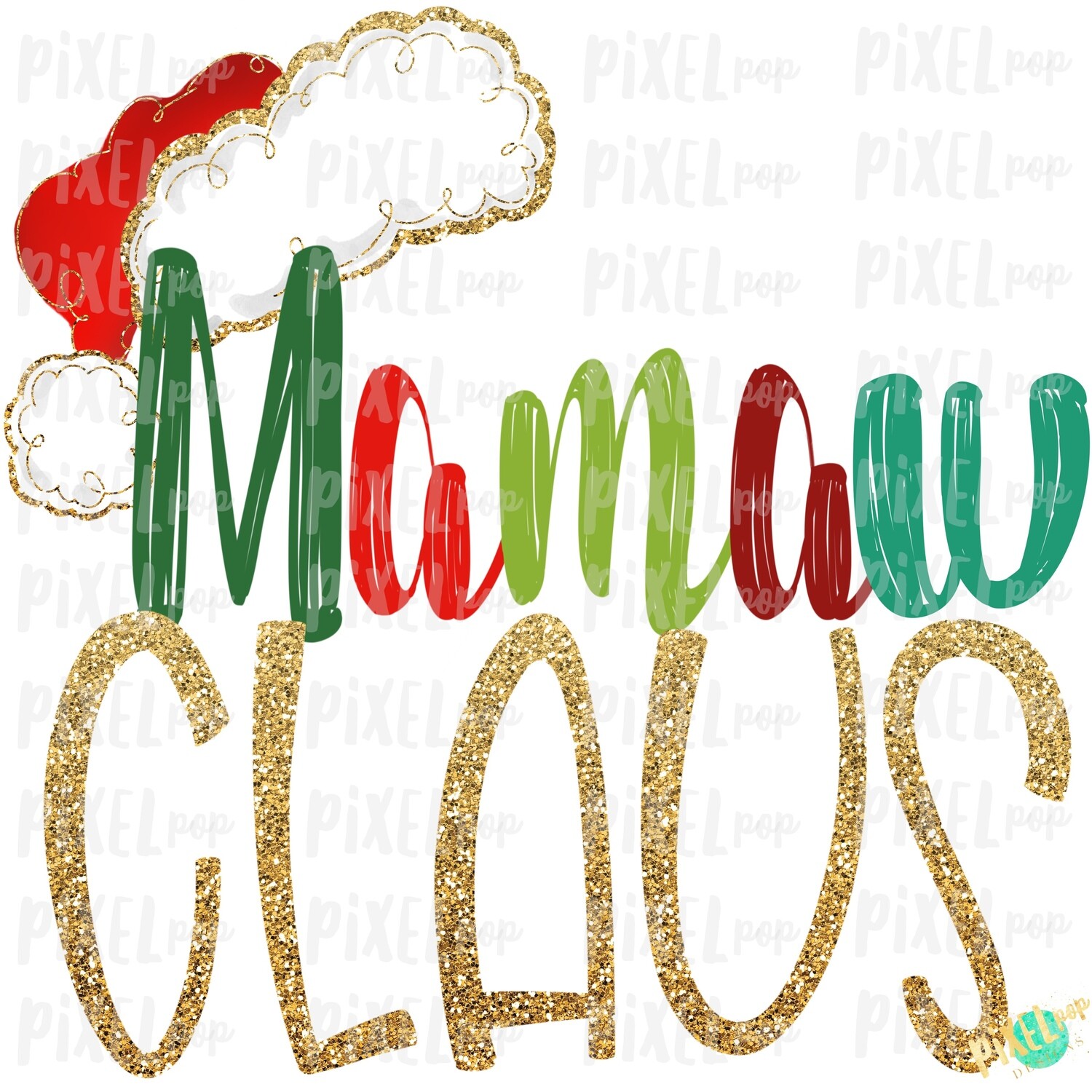 Mamaw Claus Santa Hat Digital Sublimation Art | Drawn Design | Sublimation PNG | Digital Download | Printable Artwork | Art
