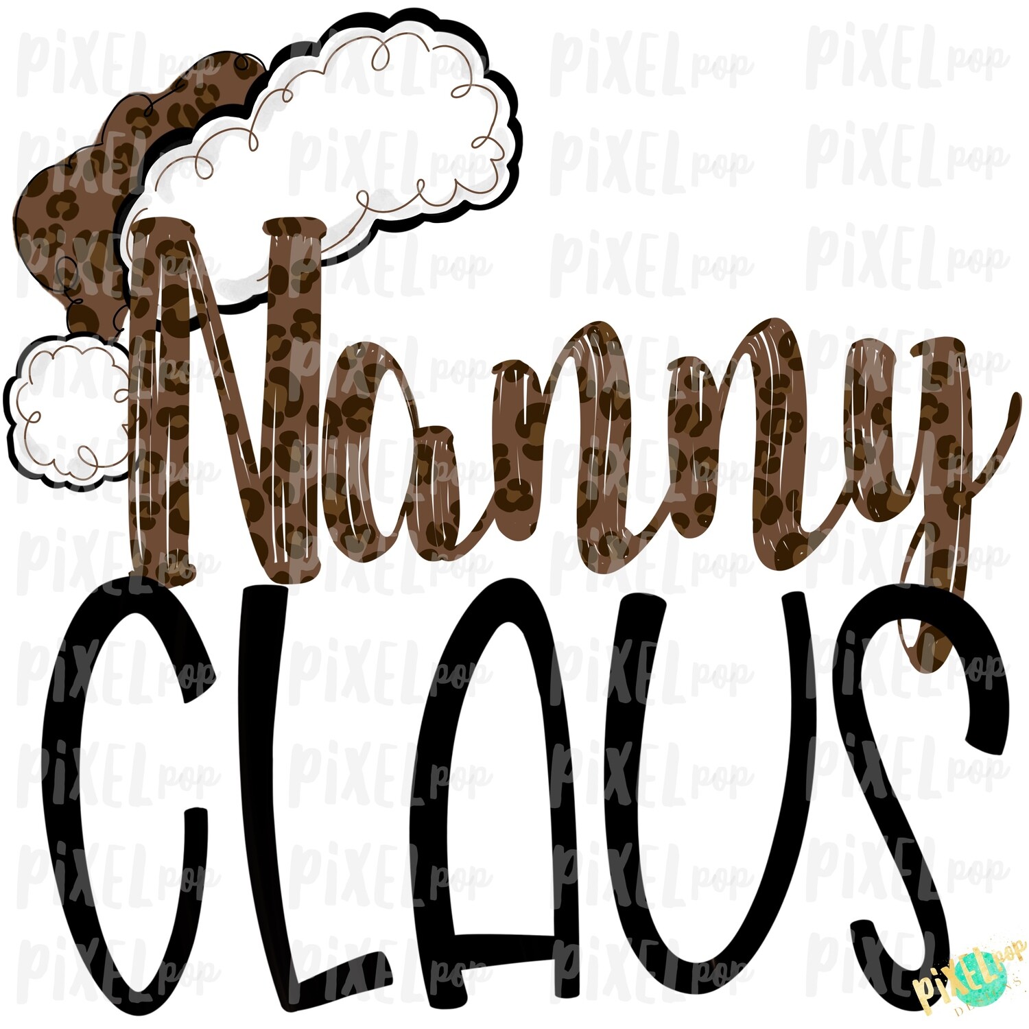 Nanny Claus Leopard Santa Digital Watercolor Sublimation PNG | Drawn Design | Sublimation PNG | Digital Download | Printable Artwork | Art