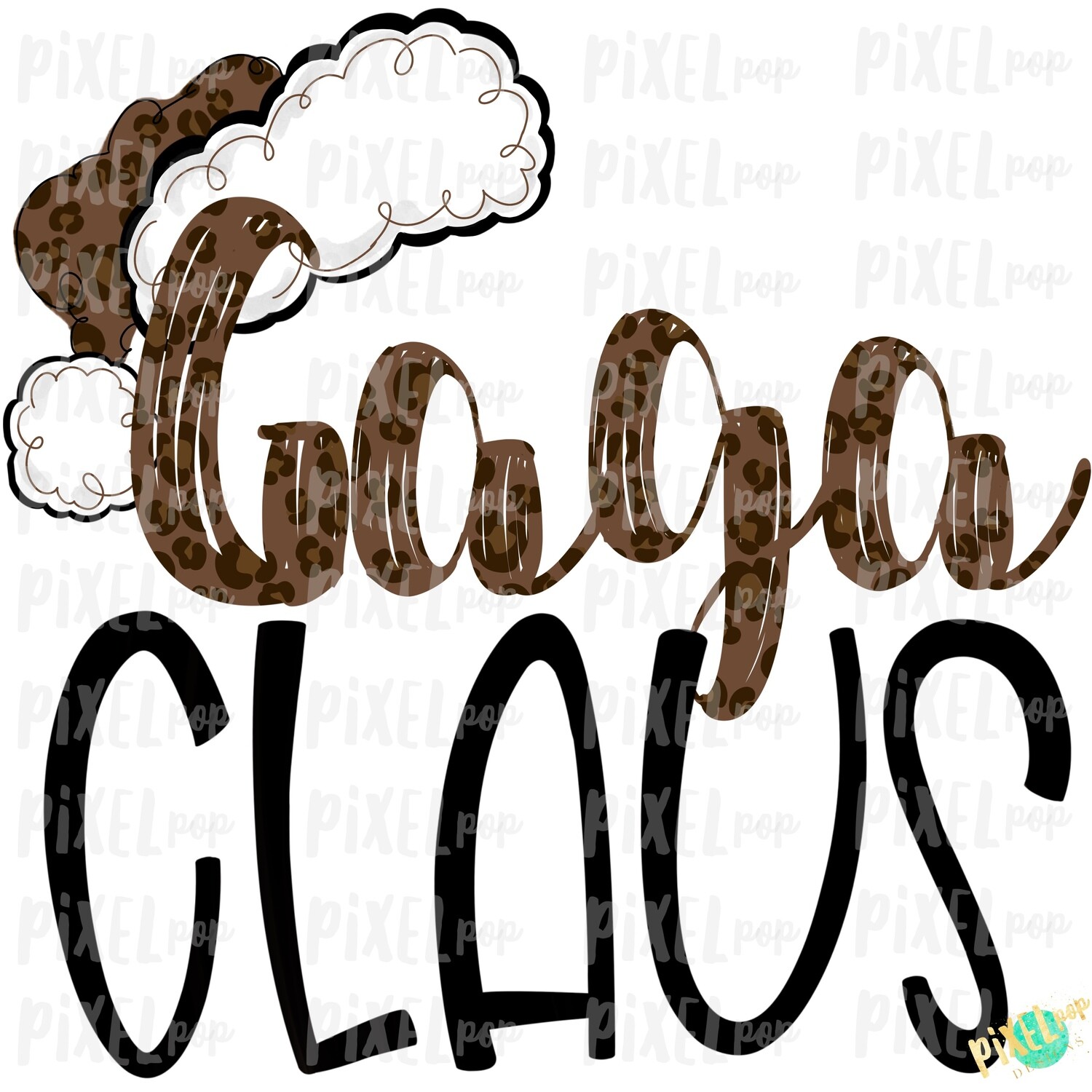 Gaga Claus Leopard Santa Digital Watercolor Sublimation PNG | Drawn Design | Sublimation PNG | Digital Download | Printable Artwork | Art