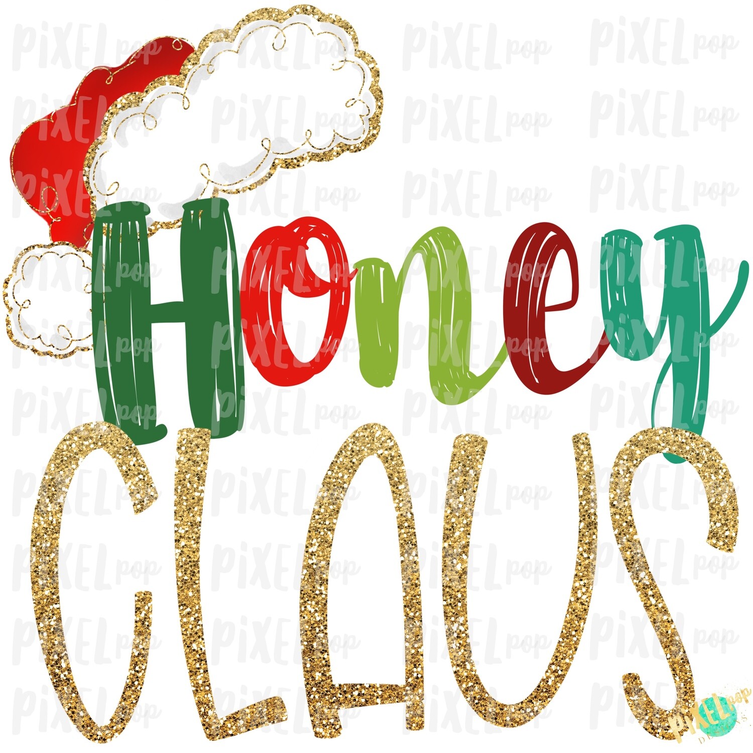 Honey Claus Santa Hat Digital Watercolor Sublimation PNG Art | Drawn Design | Sublimation PNG | Digital Download | Printable Artwork | Art