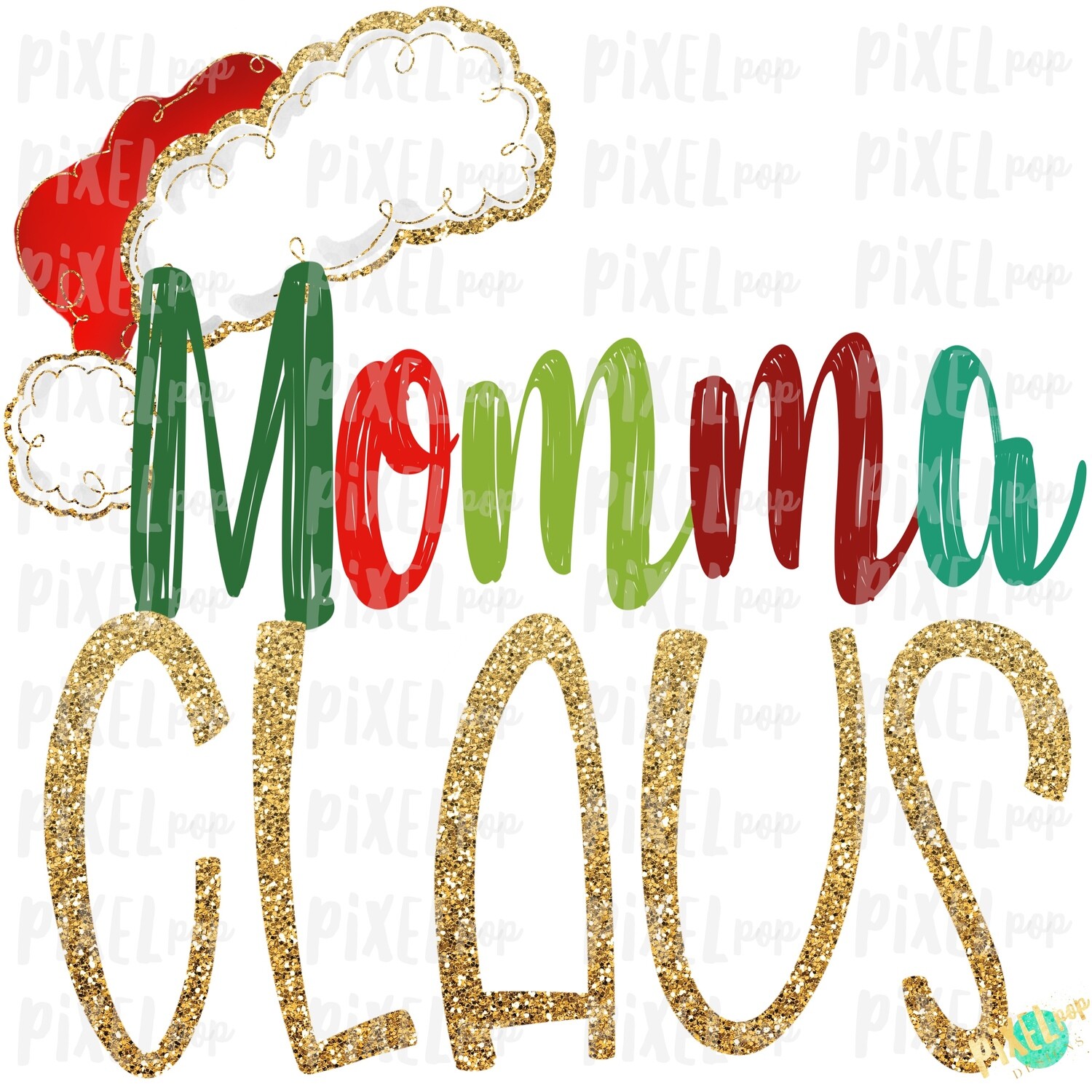 Momma Claus Santa Hat Digital Watercolor Sublimation PNG Art | Drawn Design | Sublimation PNG | Digital Download | Printable Artwork | Art