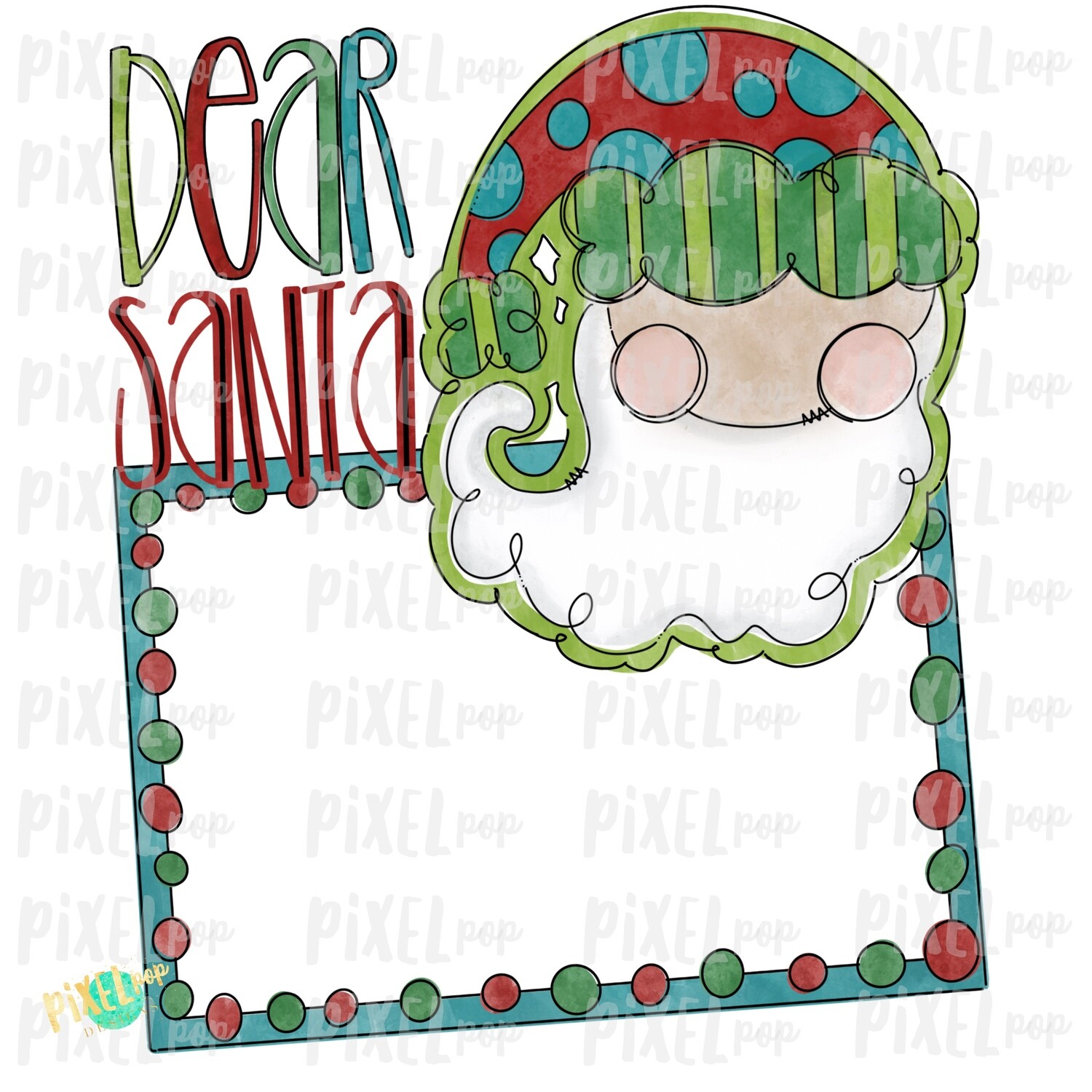 Blank Santa Wishlist PNG | Hand Painted Digital Watercolor Sublimation PNG | Clip Art PNG | Digital Download | Printable Artwork | Santa Art