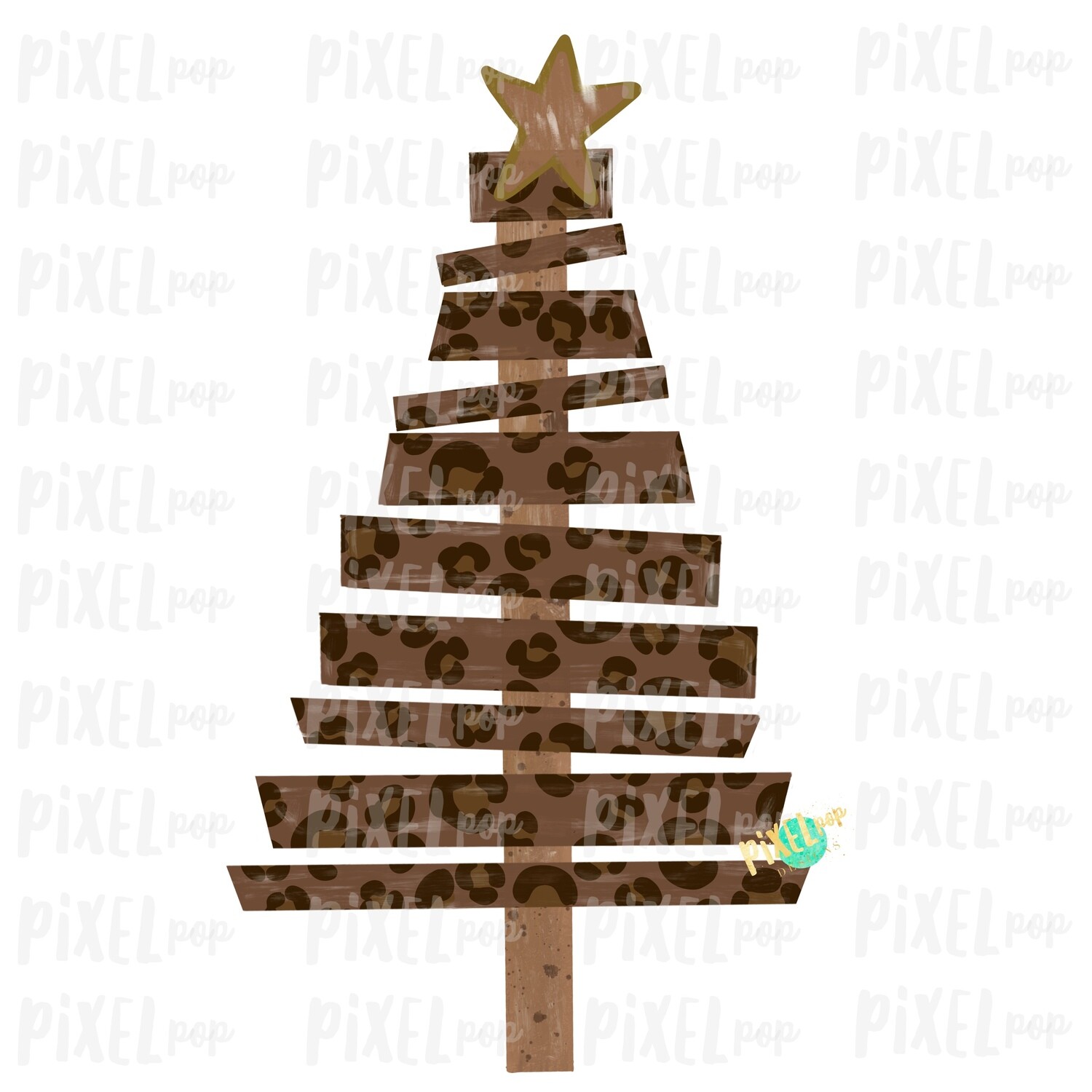 Wood Pallet Leopard Print Christmas Tree Sublimation PNG | Hand Painted Design | Sublimation PNG | Digital Download | Printable Artwork