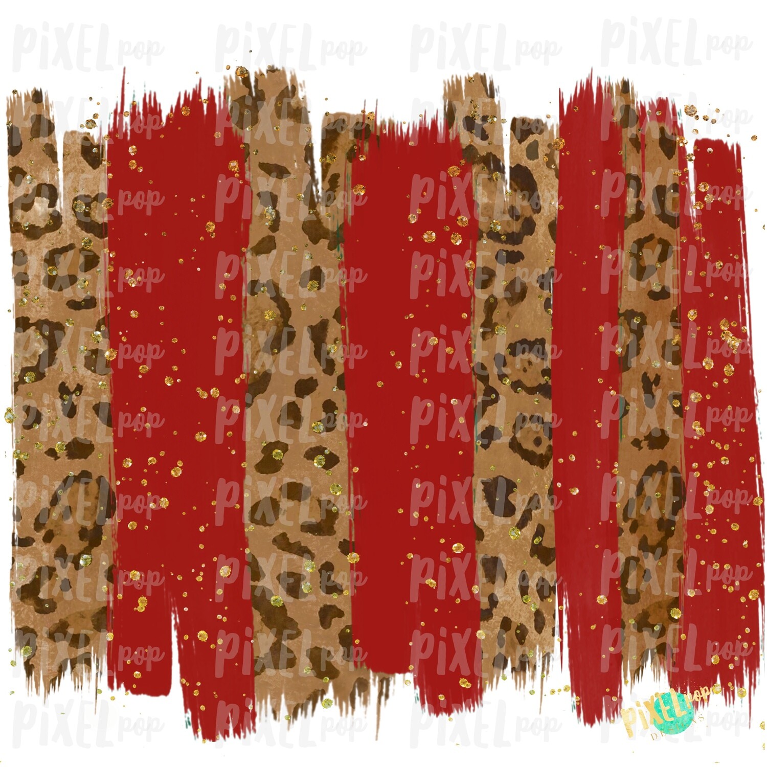 Christmas Leopard Red and Gold Brush Stroke Background Sublimation PNG | Glitter Gold Background | Holiday | Art | Digital Print | Printable