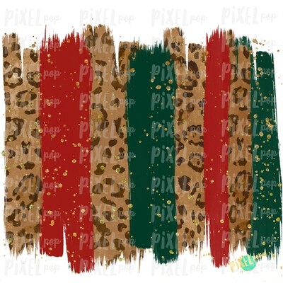 Christmas Leopard Red and Hunter Green Brush Stroke Background Sublimation PNG | Background | Holiday | Art | Digital Print | Printable