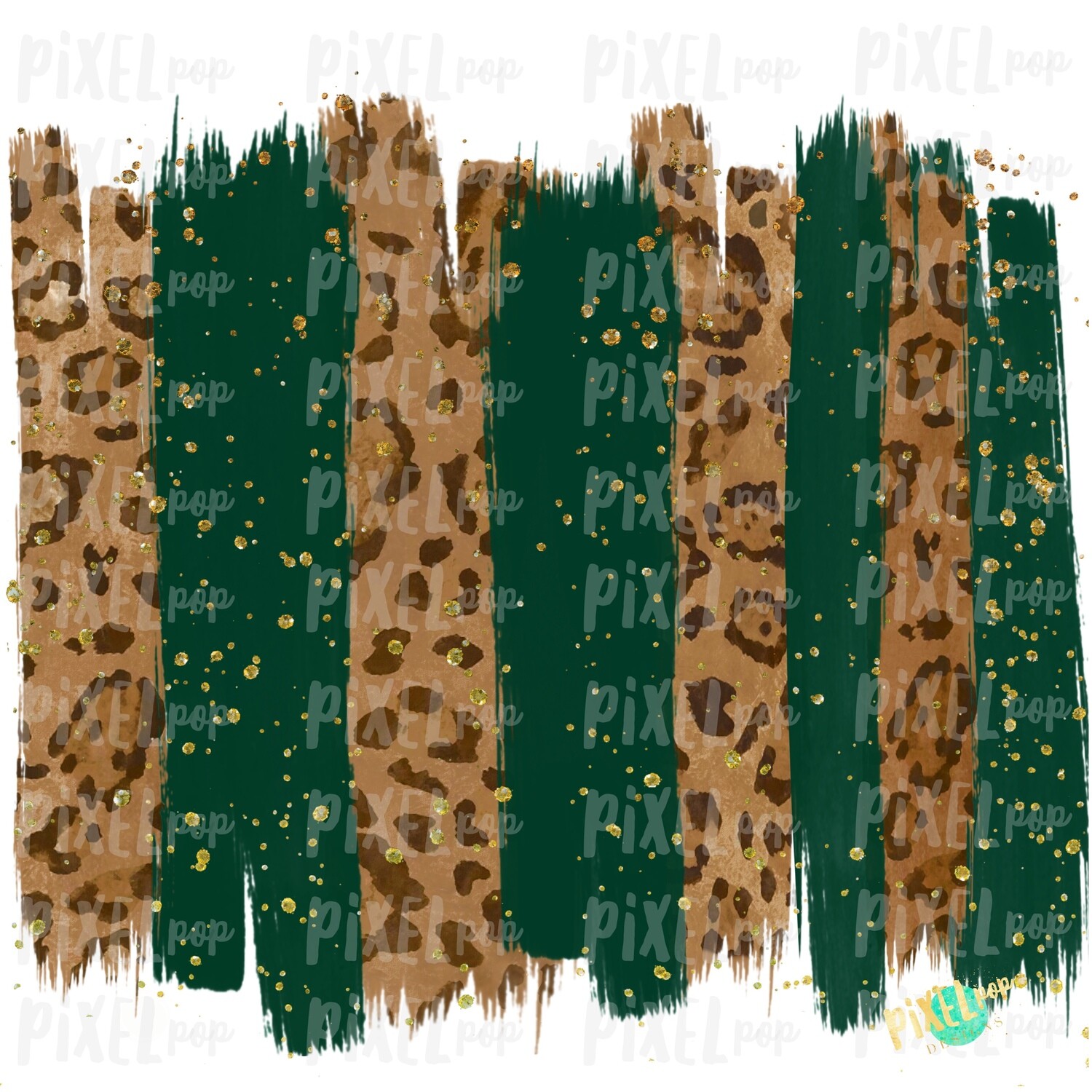 Christmas Leopard Hunter Green Brush Stroke Background Sublimation PNG | Glitter Gold Background | Holiday | Art | Digital Print | Printable