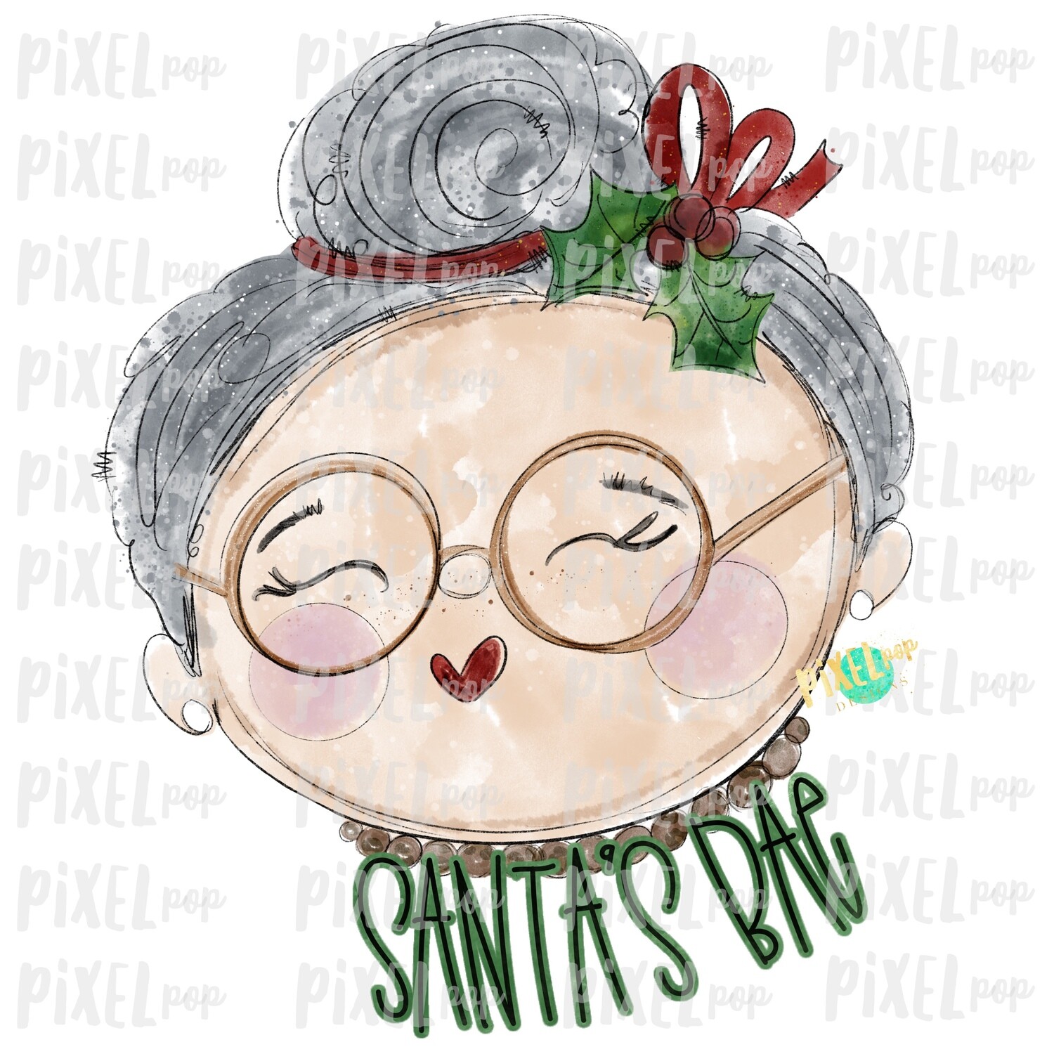 Mrs Claus Santa's Bae Watercolor PNG | Christmas Sublimation | Santa Claus | Art | Sublimation PNG | Digital Download | Printable Artwork