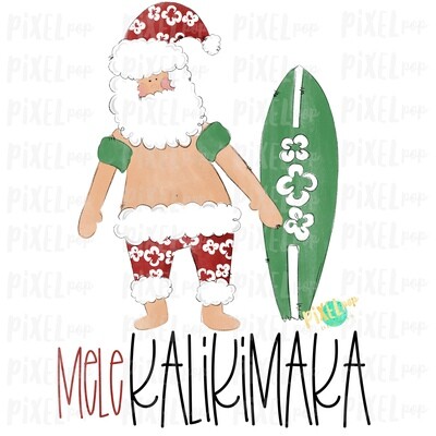 Mele Kalikimaka Santa Beach SublimationPNG | Watercolor Santa | Santa Claus | Art | Sublimation PNG | Digital Download | Printable Artwork