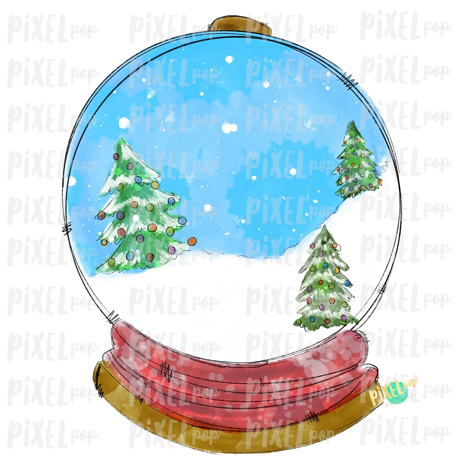 Snow Much Fun Winter Snow Globe Scene Watercolor Sublimation PNG | Hand Drawn Design | Sublimation PNG | Digital Download | Printable Art
