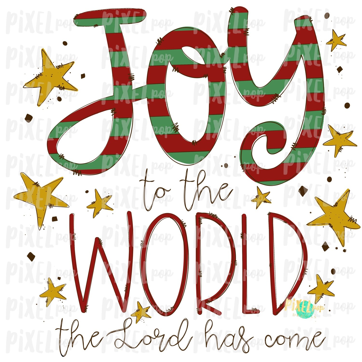Joy to the World the Lord Has Come Stars Watercolor Art Sublimation PNG | Hand Painted Design | Digital Download | Printable Art | Christmas