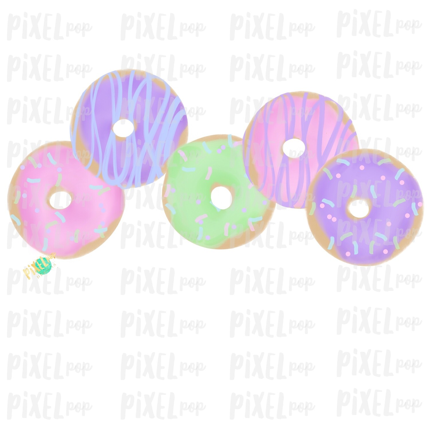 Pastel Donuts Valentine Watercolor Art Sublimation Design PNG | Hand Drawn PNG | Sublimation | Digital Download | Printable Art | Clip Art