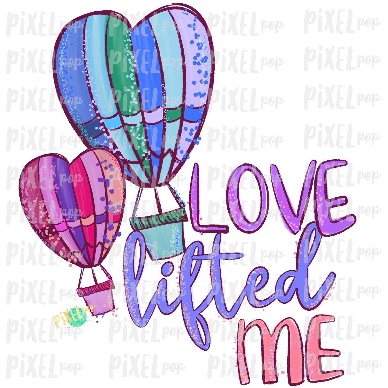 Love Lifted Me Heart Hot Air Balloons Valentine Sublimation PNG | Love is Kind | Valentine Day Art | Hymn PNG | Digital Download | Printable Art | Clip Art