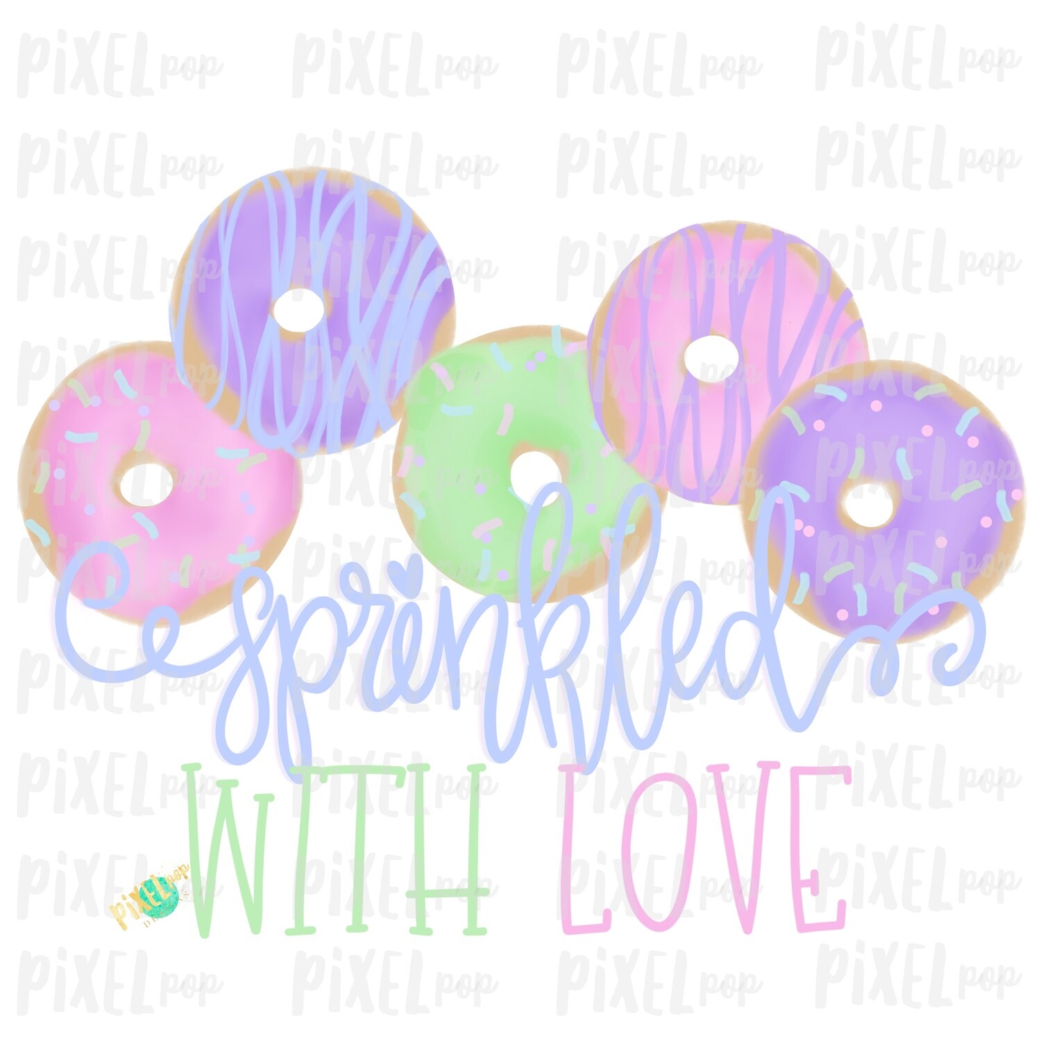 Sprinkled with Love Donuts Watercolor Sublimation Design PNG | Hand Drawn PNG | Sublimation | Digital Download | Printable Art | Clip Art
