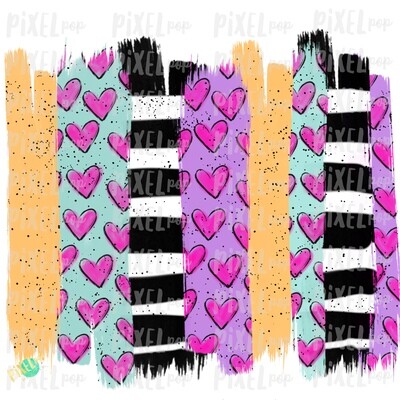 Valentine Hearts Brush Stroke Background Sublimation PNG | Valentine Day Art | Bible Verse | Digital Download | Printable Art | Clip Art