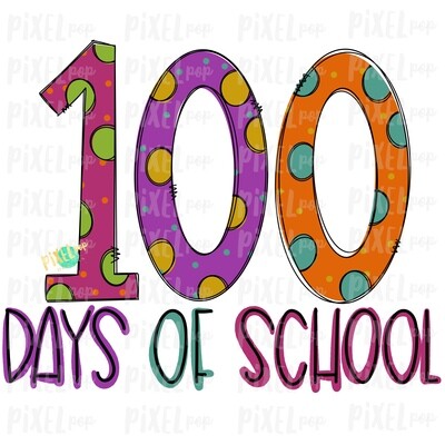 100 Days of School Design Pink Sublimation Art | School PNG| Hand Drawn PNG | Sublimation PNG | Digital Download | Printable Artwork | Art
