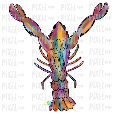 Colorful Watercolor Crawfish Art Sublimation PNG | New Orleans | Hand Painted Design | Mardi Gras Design | Digital Download | Clip Art