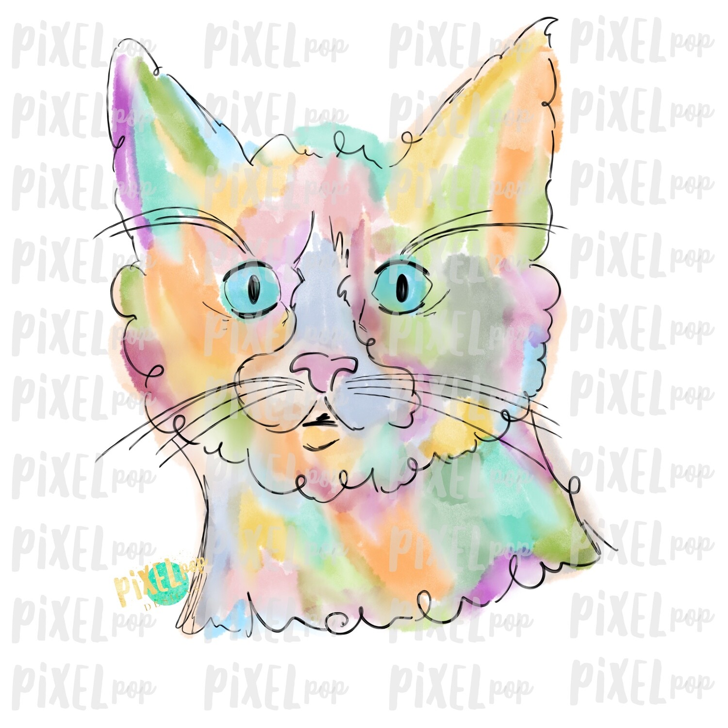 Cat Watercolor Art Sublimation Design PNG | Sublimation Design | Digital Artwork PNG | Digital Download | Printable Art | Clip Art
