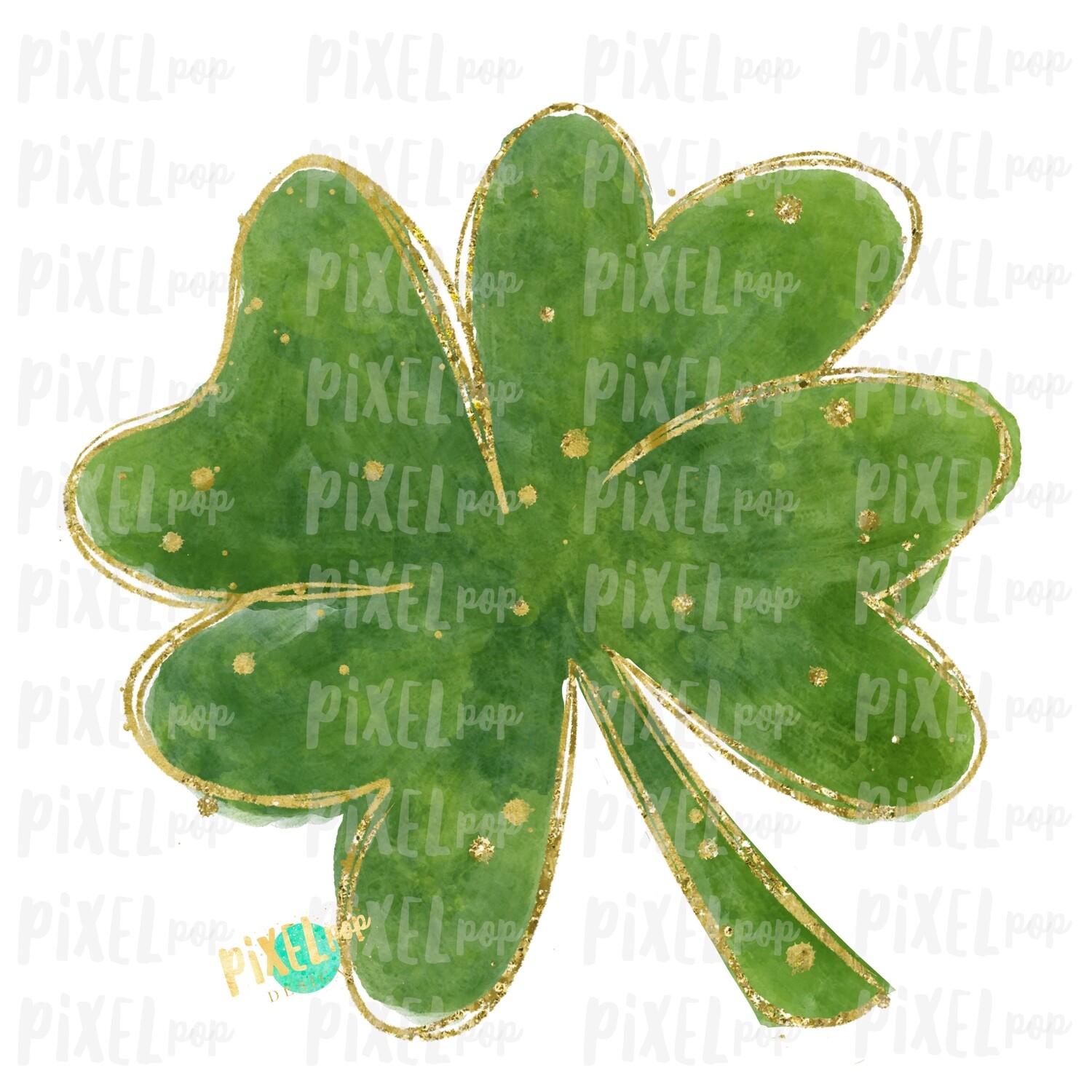 Four Leaf Clover Saint Patrick's Day Sublimation PNG | Clover Art | Design | Painted Art | Digital Download | Printable | St. Paddy's Day