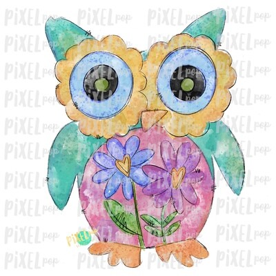 Owl Hand Painted Watercolor Valentines Day Sublimation PNG | Valentine Art | Owl | Printable Art | Digital Download | Printable | Clip Art