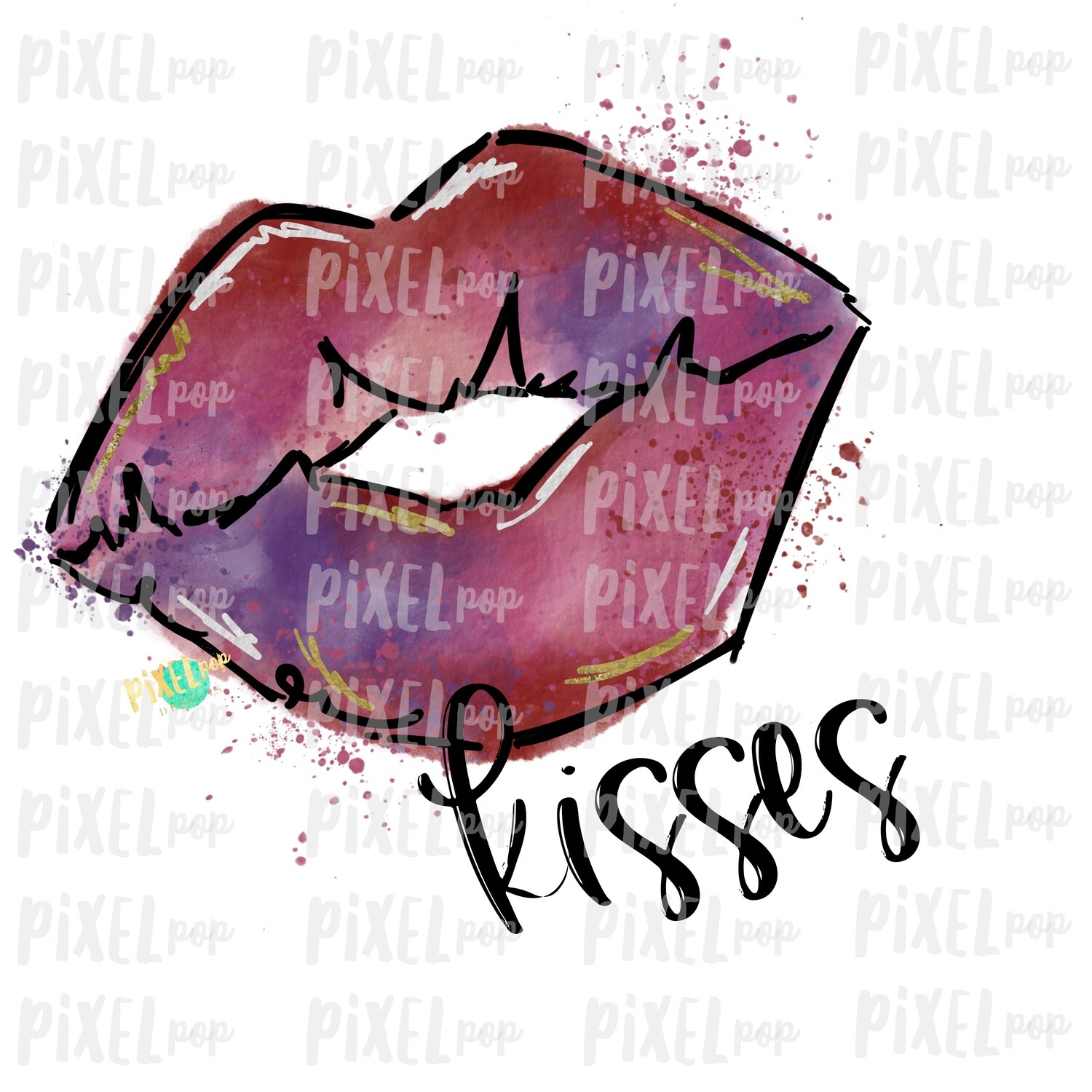 Lips Kisses Watercolor Sublimation PNG | Valentines Day Art | Lips PNG | Hand Painted Art | Digital Download | Printable Art | Clip Art