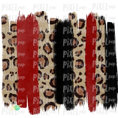 Black and Red Leopard Print Valentine Brush Stroke Background Sublimation PNG | Paint Strokes | Hand Painted | Digital Background | Printable