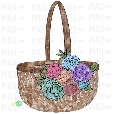 Floral Easter Baset Watercolor PNG | Sublimation Design | Easter Design | Heat Transfer PNG | Digital Download | Printable Art | Clip Art