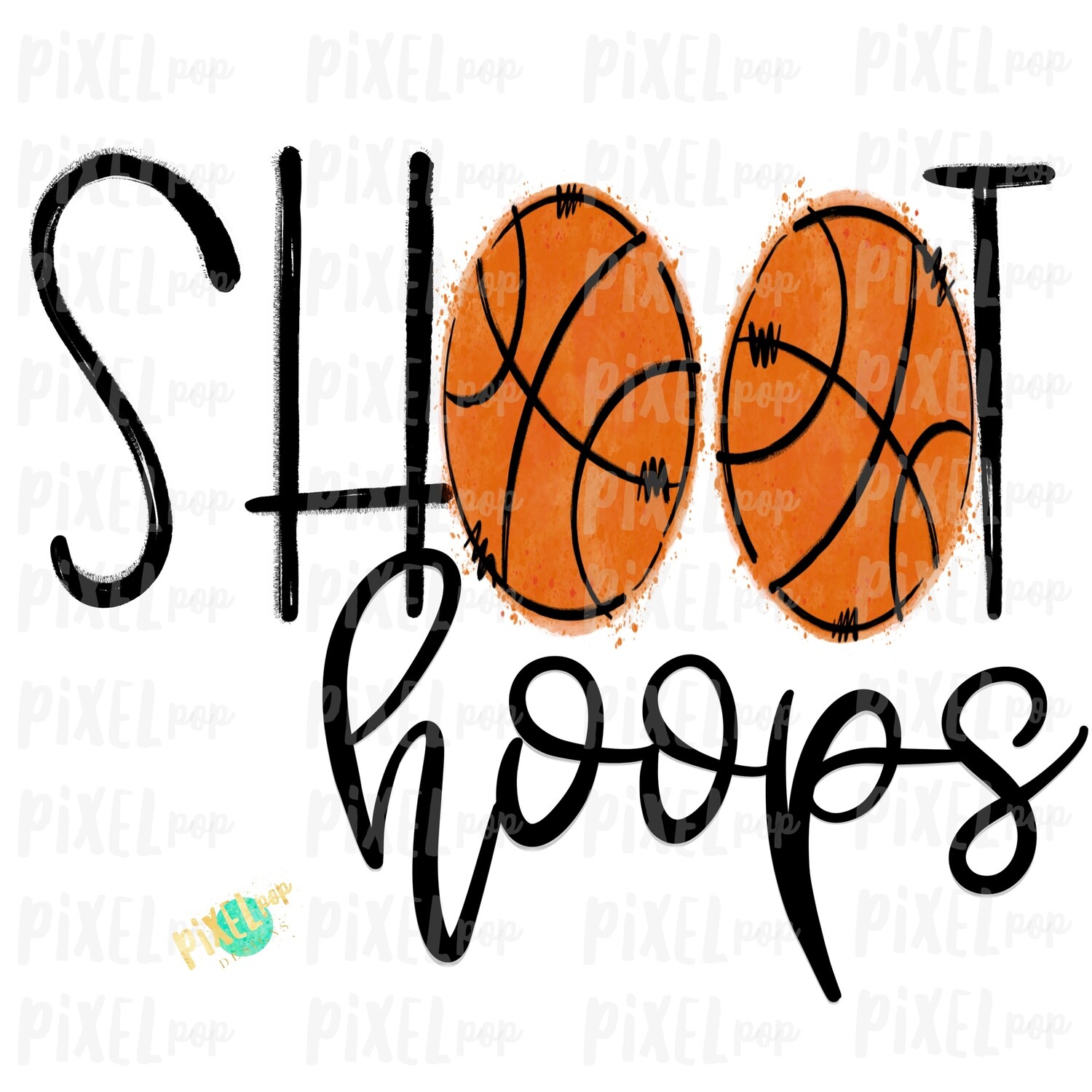 Shoot Hoops Basketball Watercolor Sublimation PNG | Basketball | Sublimation Design | Heat Transfer | Digital Download | Printable Artwork