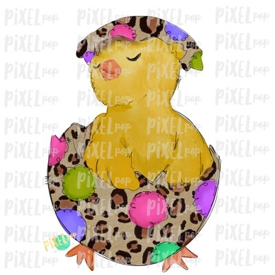 Chick in Egg Leopard Watercolor Sublimation Design PNG | Easter Design | Chick Design | Easter PNG | Sublimation Design | Watercolor Art