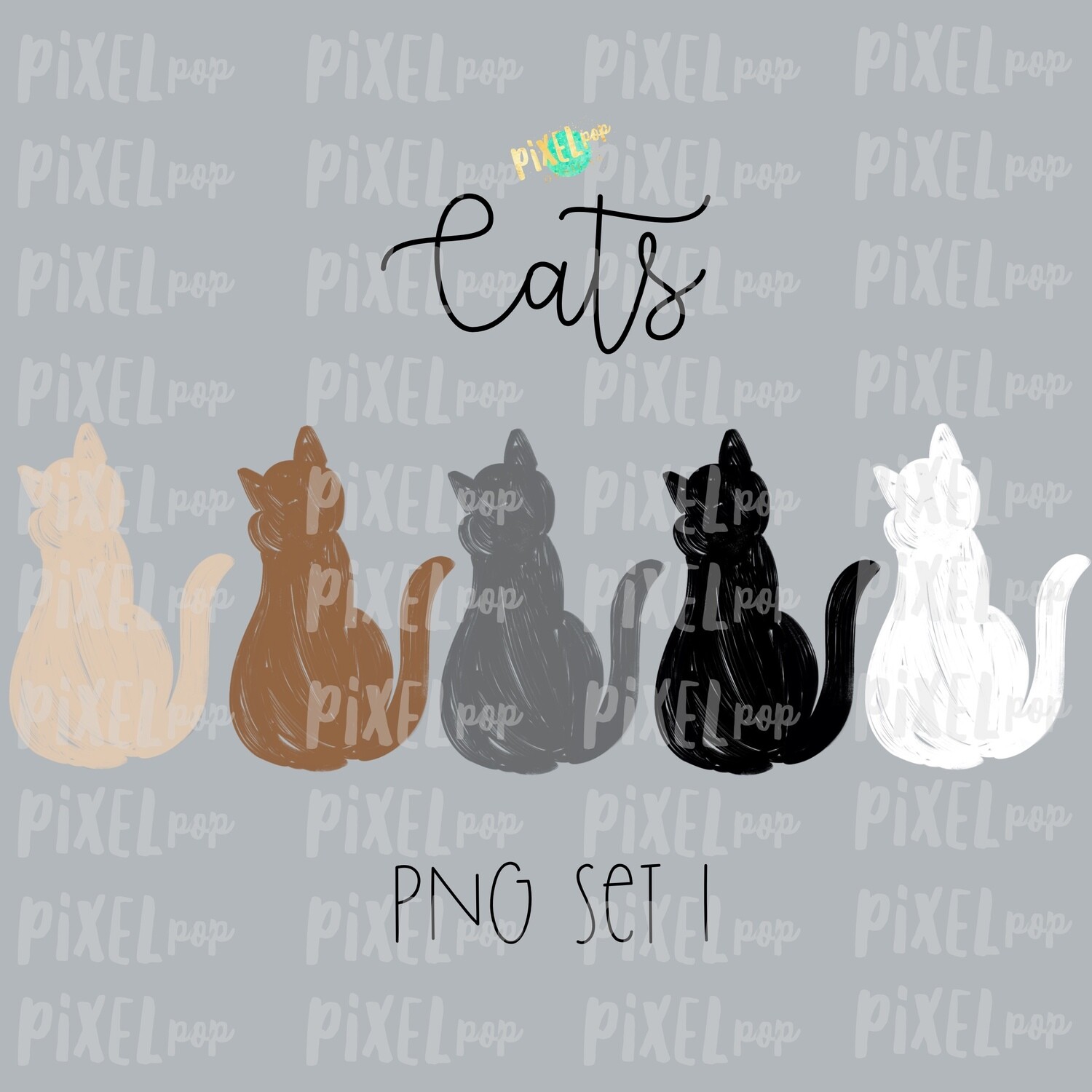 Cat Pets Set 1 for Stick Figure People Family Members Art PNG Sublimation | Family Ornament | Family Portrait Images | Digital Download