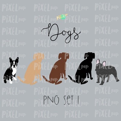 Dog Pets Set 1 for Stick Figure People Family Members Art PNG Sublimation | Family Ornament | Family Portrait Images | Digital Download