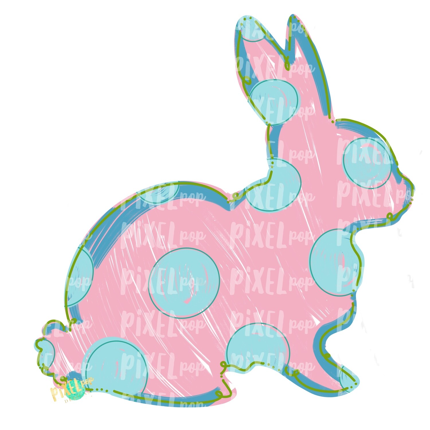 Bunny Polka Dot Silhouette PINK Sublimation Design PNG | Easter Art | Heat Transfer PNG | Digital Download | Printable Artwork | Digital Art