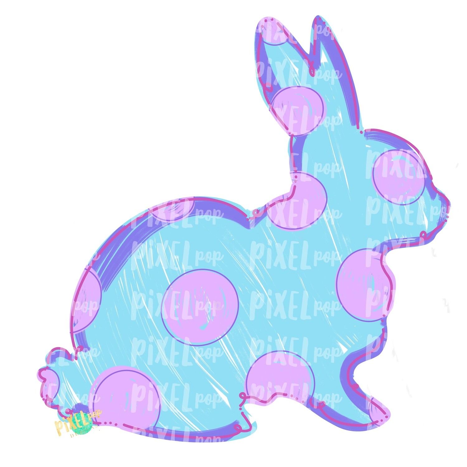 Bunny Polka Dot Silhouette BLUE Sublimation Design PNG | Easter Art | Heat Transfer PNG | Digital Download | Printable Artwork | Digital Art