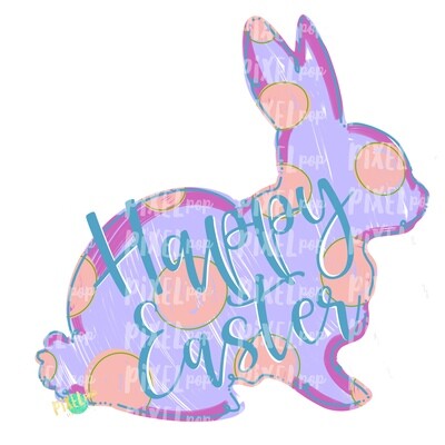 Happy Easter Bunny Polka Dot Silhouette PURPLE Sublimation PNG | Easter Art | Heat Transfer PNG | Digital Download | Printable | Digital Art