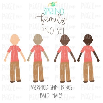 Assorted SPRING Bald Males Stick People Figure Family Members Set PNG Sublimation | Family Art | Family Portrait Images | Digital Download
