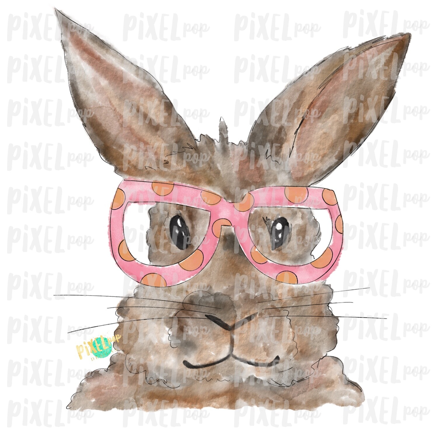 Bunny Glasses Watercolor Pink Sublimation PNG | Easter Art | Heat Transfer PNG | Digital Download | Printable | Digital Art