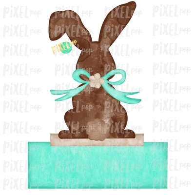 Bunny Back View Watercolor Blank Name Plate Mint Sublimation Design PNG | Easter Flag Design | Bunny Design | Easter PNG | Watercolor Art