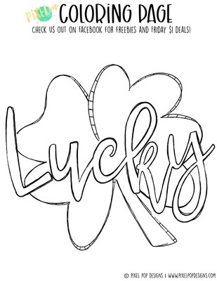 Coloring Page - Lucky Clover | Saint Patrick's Day PDF | Clover Art | Horseshoe Design | Digital Download | Printable | St. Paddy's Day
