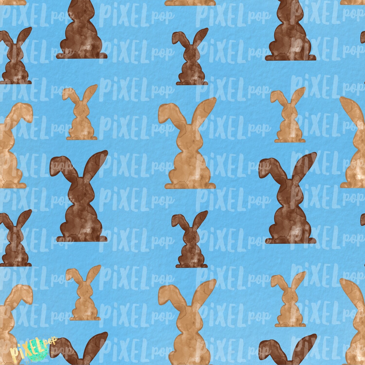Bunnies Galore Blue Easter Digital Paper Sublimation PNG | Hand Painted Art | Sublimation PNG | Digital Download | Digital Scrapbooking Paper